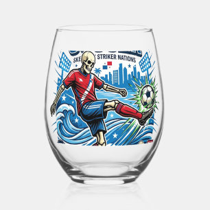 Panama Soccer Skeleton Striker Nations Poster Styl Stemless Wine Glass