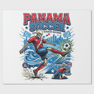Panama Soccer Skeleton Striker Nations Poster Styl Wrapping Paper