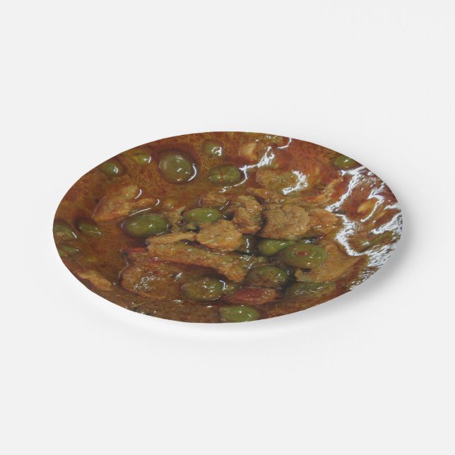 Panang Thai Curry [พะแนง] ... Thailand Street Food Paper Plate (Angled)