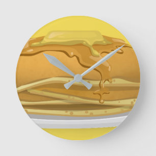 Pancake and maple syrup cute illustration  round clock