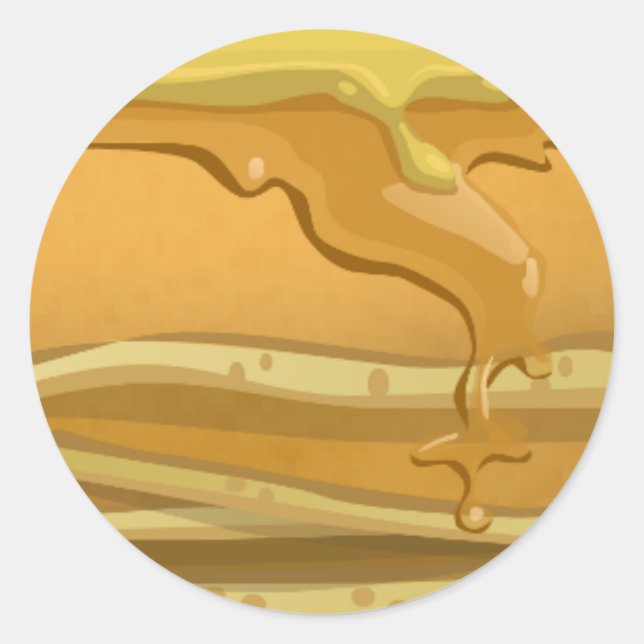 Pancake and maple syrup cute yellow brown classic round sticker (Front)