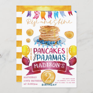Pancake and Pyjamas Birthday PJ's Party Invitation