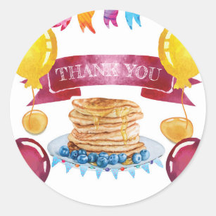 Pancake and Pyjamas Birthday Thank you Classic Round Sticker