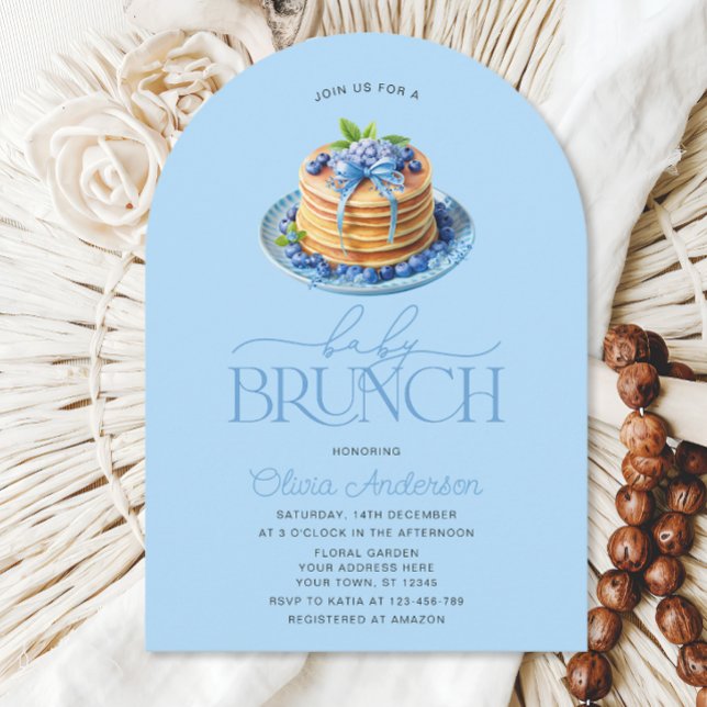 Pancake Baby Brunch Blueberry Baby Shower Invitation (Creator Uploaded)