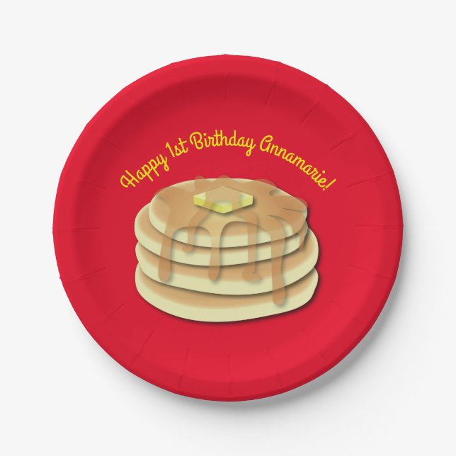 Pancake Birthday Party Flapjack Cute Kids Paper Plate (Front)