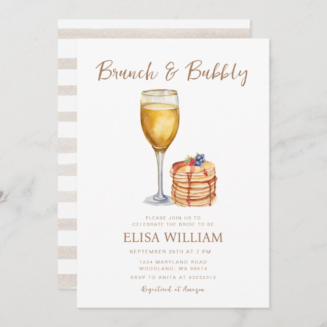 Pancake Bridal Shower Brunch  Invitation (Front/Back)