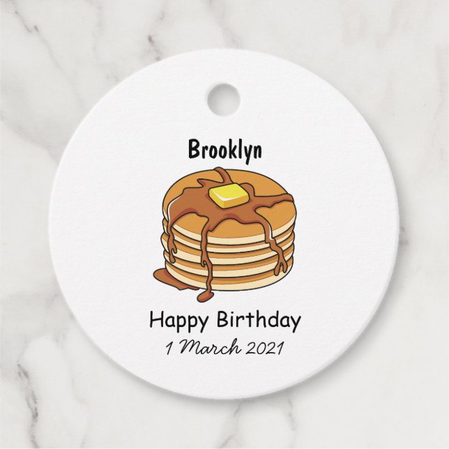 Pancake cartoon illustration favour tags (Front)