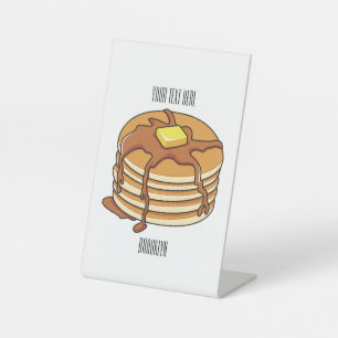 Pancake cartoon illustration pedestal sign