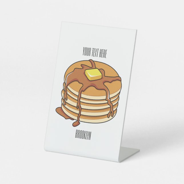Pancake cartoon illustration  pedestal sign (Front)