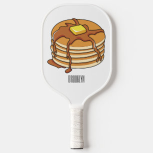 Pancake cartoon illustration pickleball paddle