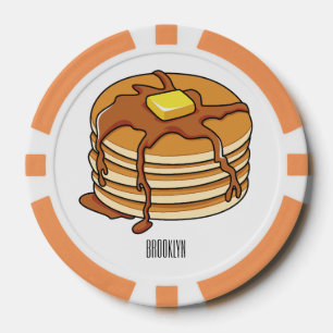 Pancake cartoon illustration  poker chips