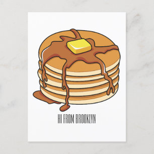 Pancake cartoon illustration postcard