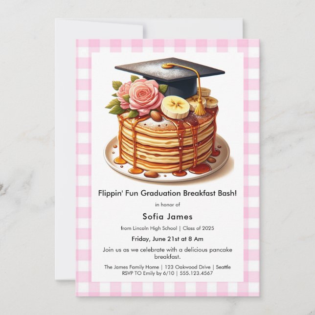 Pancake Graduation Breakfast Celebration Invitation (Front)