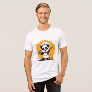Pancake Panda Chef T-Shirt – Breakfast Delight Tri-Blend Shirt