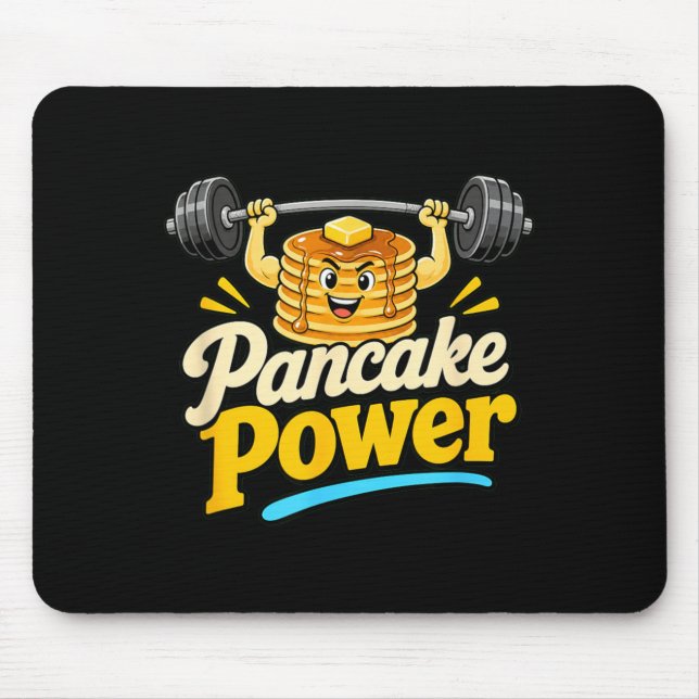 Pancake Power Funny Bodybuilding Pancakes Dumbbell Mouse Pad (Front)