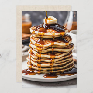 Pancake Stack With Dripping Syrup Invitation