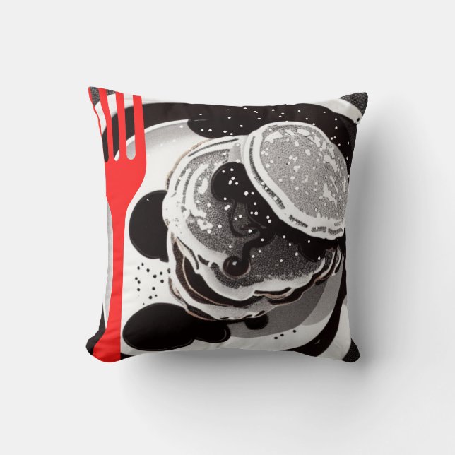 Pancakes and Fork Throw Pillow (Front)
