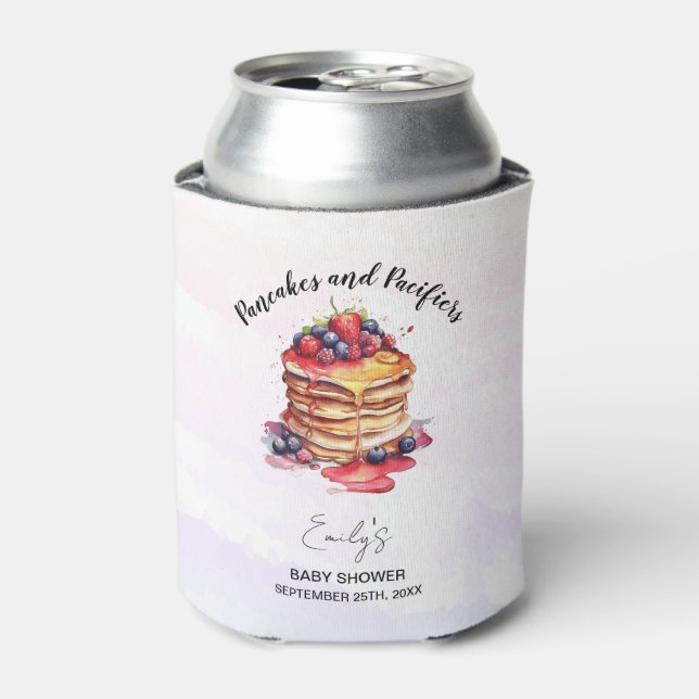 Pancakes and Pacifiers Brunch Baby Shower Can Cooler (Can Front)