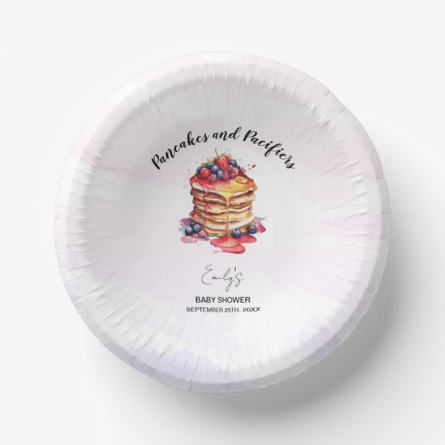 Pancakes and Pacifiers Brunch Baby Shower Paper Plate (Front)