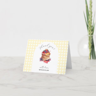 Pancakes and Pacifiers Gingham Plaid Baby Shower Thank You Card