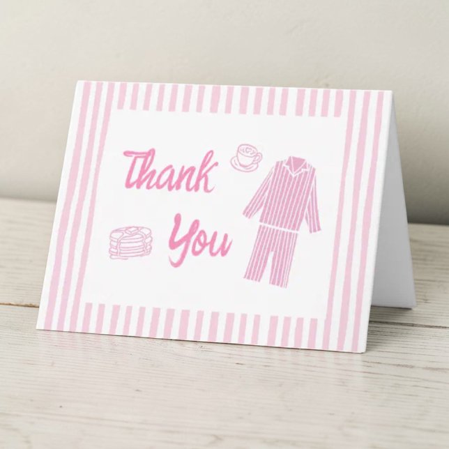 Pancakes and Pajamas Girl 1st Birthday Thank You Card (Creator Uploaded)