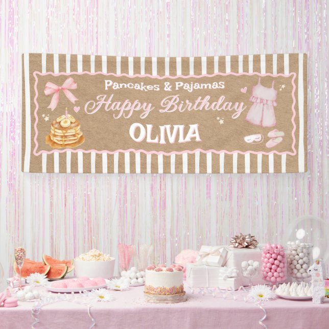  Pancakes and Pyjamas Banner - Kraft paper style (Party)