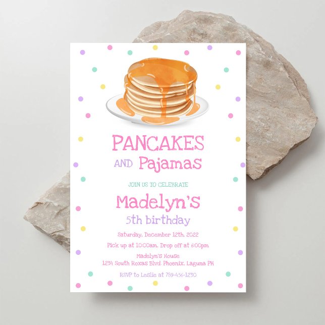 Pancakes and Pyjamas Birthday Party Invitation (Creator Uploaded)