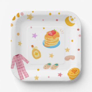 Pancakes and Pyjamas Birthday Party Paper Plate