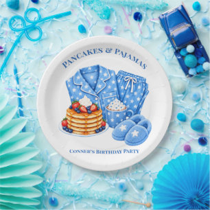 Pancakes and Pyjamas Boy’s Birthday Party Paper Plate