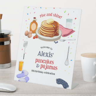 Pancakes and Pyjamas Breakfast Party Pedestal Sign
