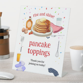 Pancakes and Pyjamas Breakfast Party Pedestal Sign