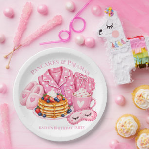 Pancakes and Pyjamas Girl's Birthday Party Paper Plate