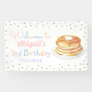 Pancakes and Pyjamas Glitter Kid Birthday Backdrop Banner