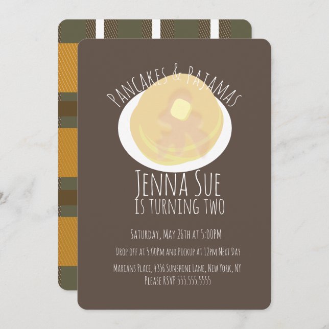 Pancakes and Pyjamas Sleepover Girls | Fall Theme Invitation (Front/Back)