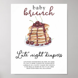 Pancakes baby shower Late night diapers Poster