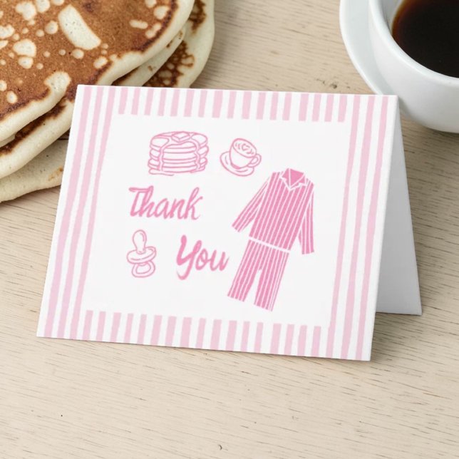 Pancakes Breakfast Girl Baby Shower Thank You Card (Creator Uploaded)