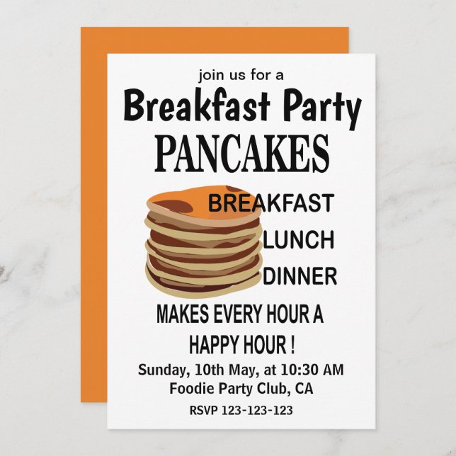 Pancakes Breakfast Pancake Party Invitation (Front/Back)