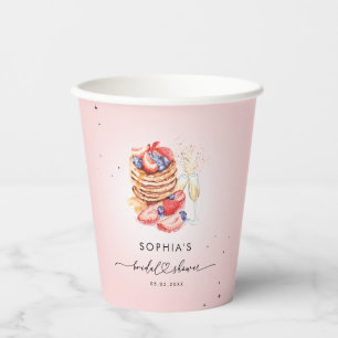 Pancakes Brunch & Bubbly Pink Bridal Shower Paper Cups