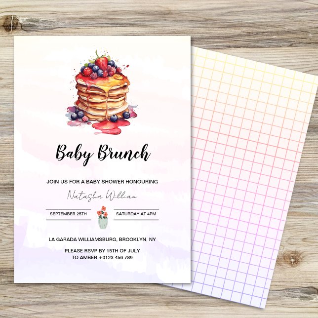 Pancakes Brunch Gender Neutral Baby Shower Invitation (Creator Uploaded)