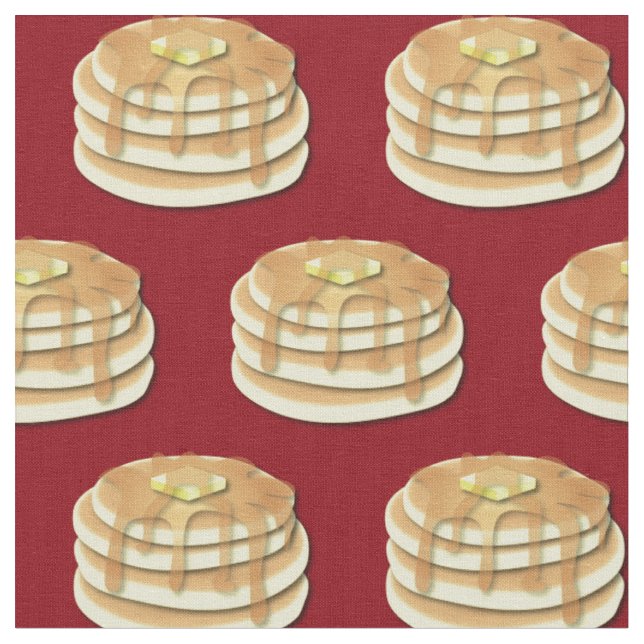 Pancakes Cute Breakfast Kids Fabric (Close Up)