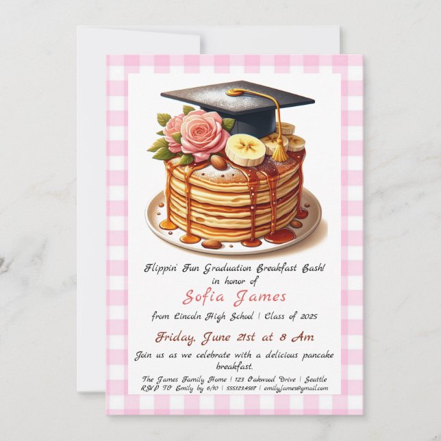Pancakes Graduation Party Invitation (Front)