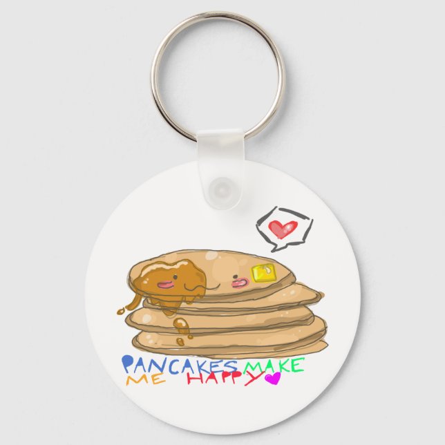 pancakes make me happy keychain (Front)