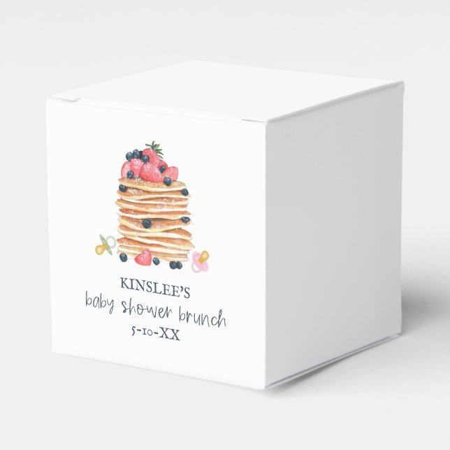Pancakes & Pacifiers Baby Shower Brunch Favour Box (Front Side)