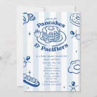Pancakes & Pacifiers Blue Baby Shower Invitation