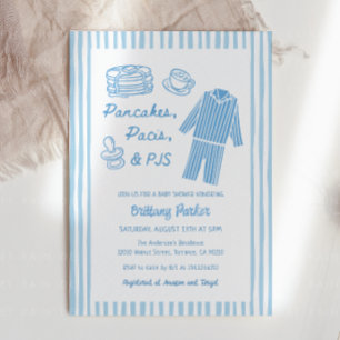 Pancakes, Pacis & PJs Boy Baby Shower Invitation