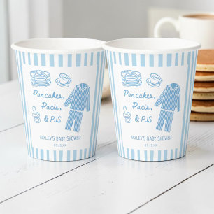 Pancakes, Pacis & PJs Boy Baby Shower Paper Cups