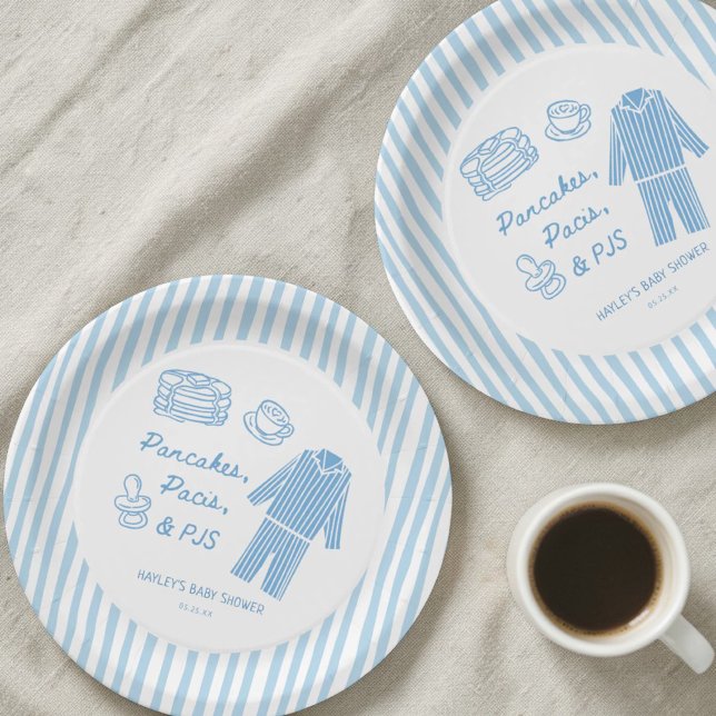Pancakes, Pacis & PJs Boy Baby Shower  Paper Plate (Creator Uploaded)