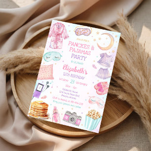 Pancakes & Pajamas Party Sleepover Birthday Invitation