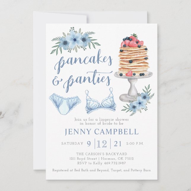Pancakes & Panties Brunch Bridal Shower  Invitation (Front)