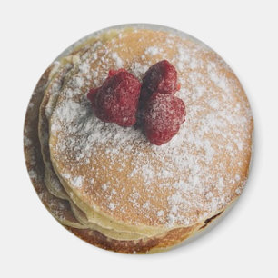 Pancakes Powdered Sugar and Raspberries Magnet